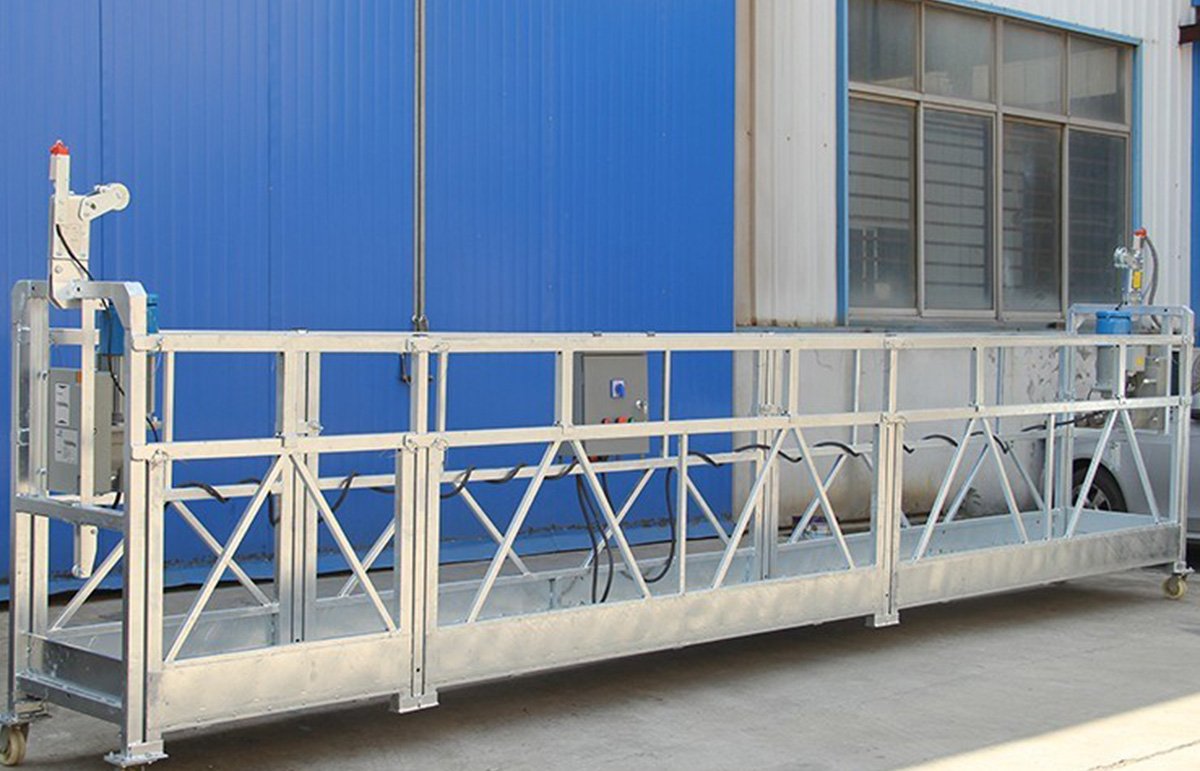 Suspended cradle platform for facade cleaning and external building maintenance.
