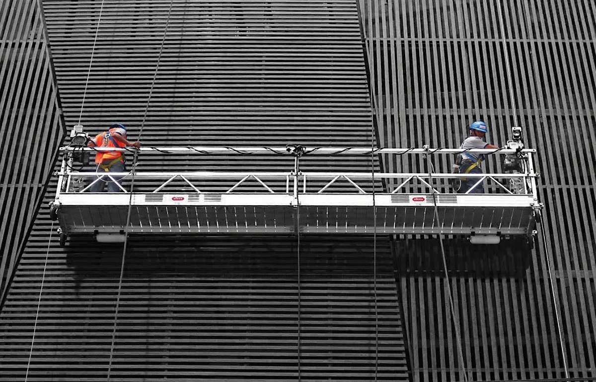 Cradle suspension mechanism and platform structure for high-rise access.
